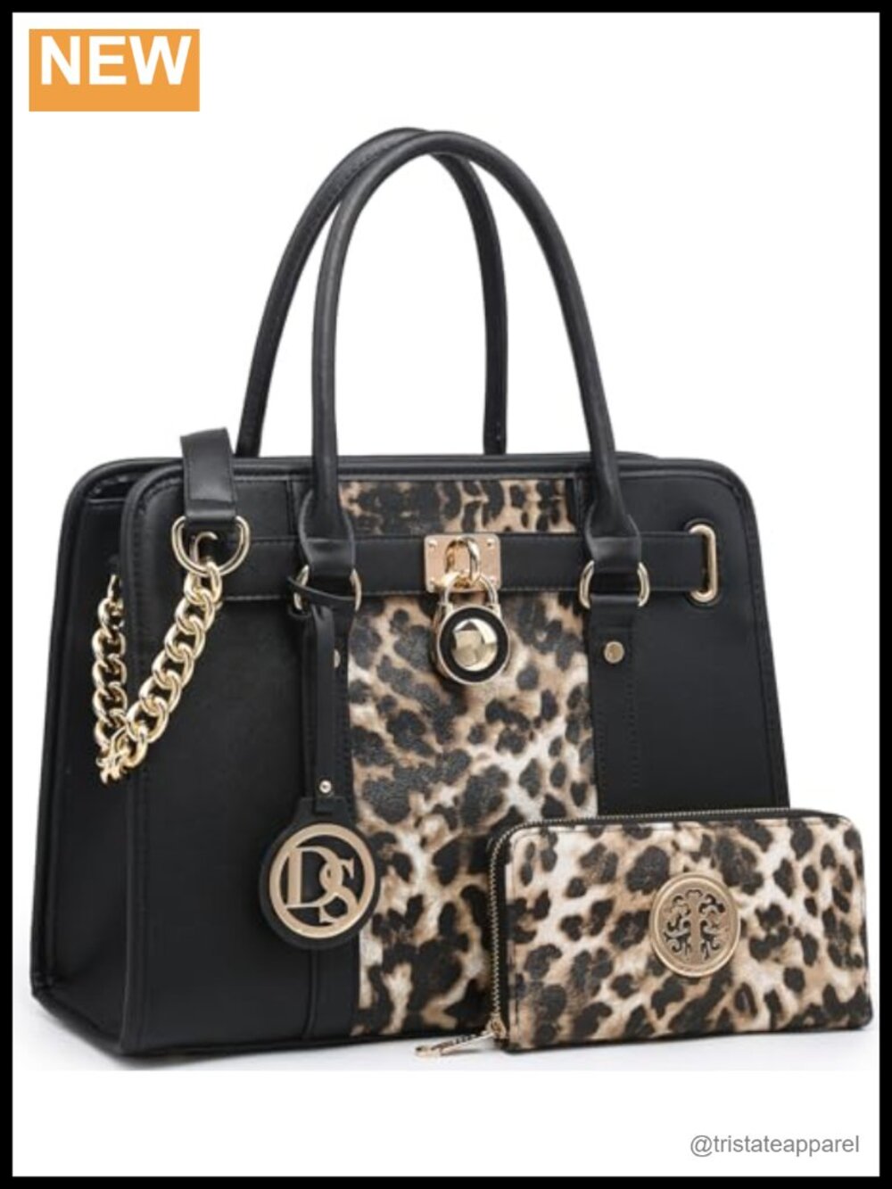 Vegan Leather Satchel Handbag Set with Matching Wallet Structured Shoulder Bag